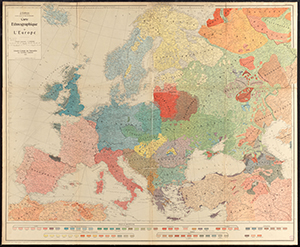 Large map of Europe color-coded by linguistic and ethnic groups.