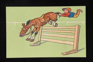 Boy falling off a horse