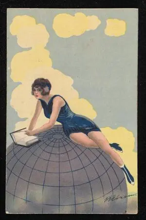 Woman on globe