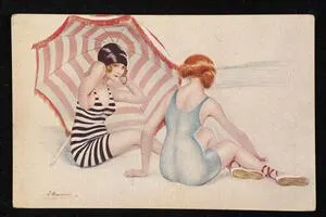 Women seated at the beach