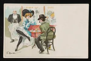 Woman and man at table