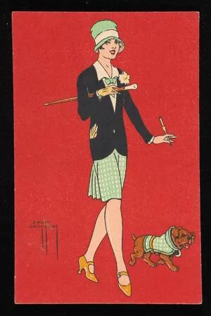 Woman walking with dog