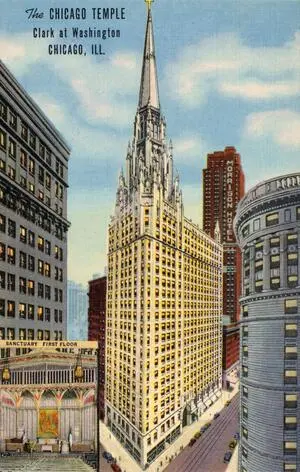 The Chicago Temple, Clark at Washington, Chicago, Ill.