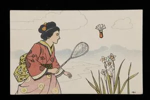 Woman playing badminton